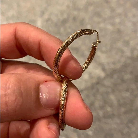 14k Solid Yellow Gold Hoop Earrings - Picture 2 of 16
